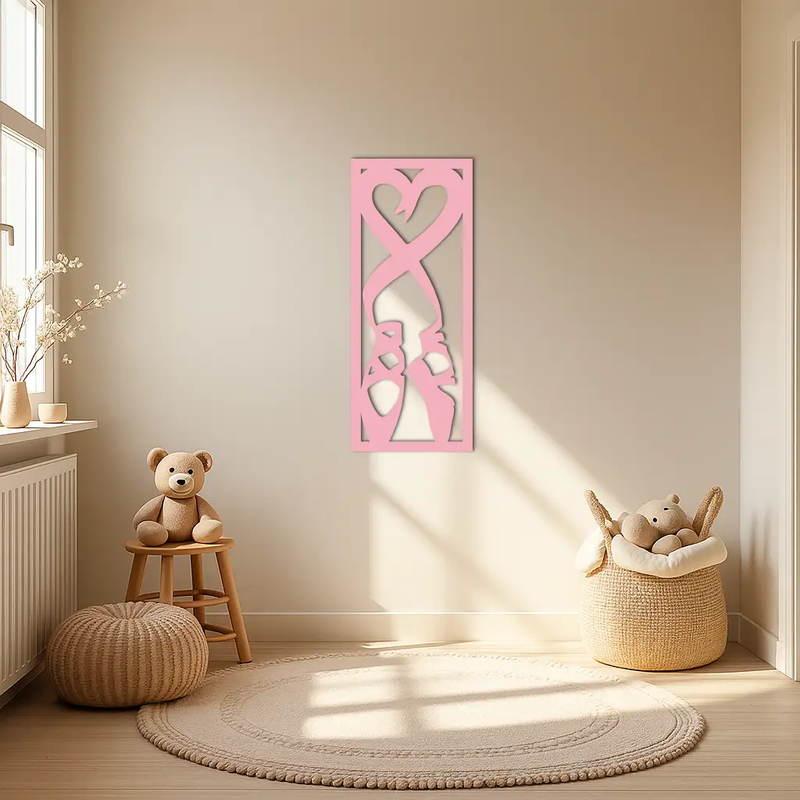 Ballet Shoes with Heart Silhouette – Pink Metal Wall Art - KAFGP183 by Enova Art