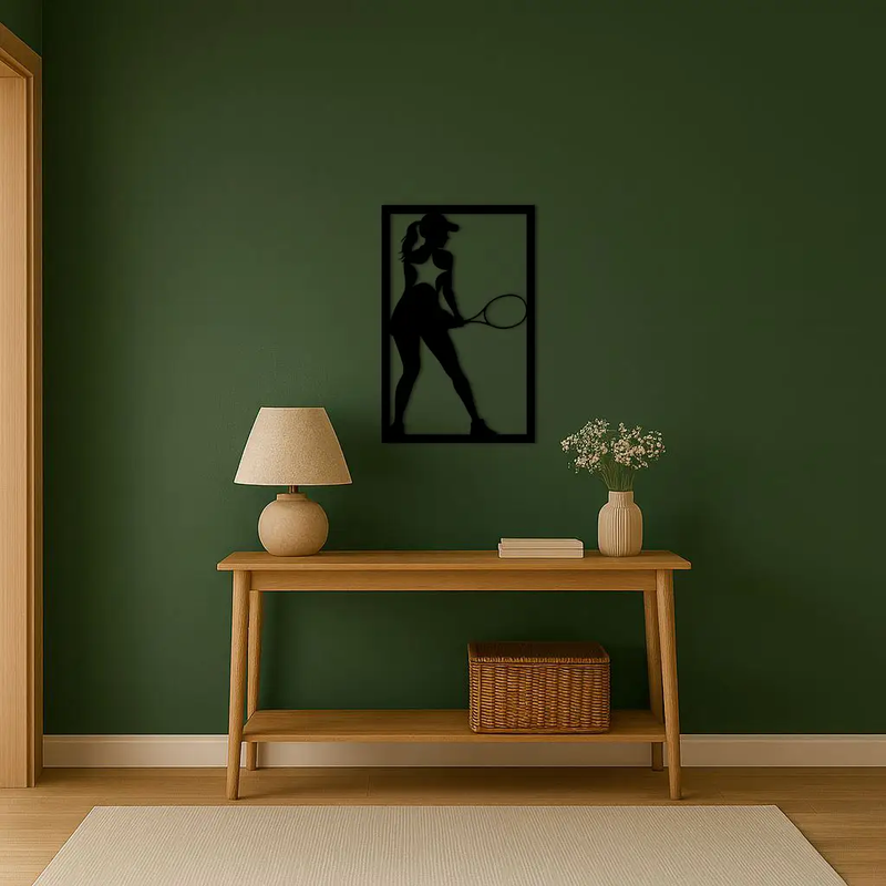 Tennis Player Silhouette Metal Wall Art – Pink Modern Sports Décor - KAFGP185 by Enova Art