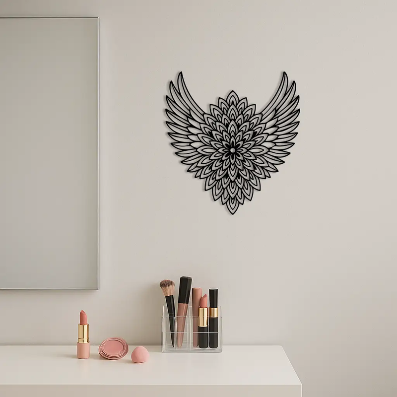Winged Mandala Metal Wall Art – Sacred Geometry Design - KAFGP057 by Enova Art