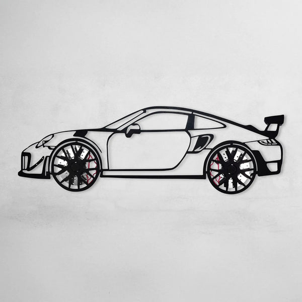 2019 Porsche 911 GT2 RS Wall Art – Steel Cut with Spinning Wheels-KAFMEKA006