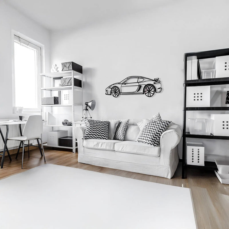 2020 Porsche Cayman GT4 Wall Art – Steel Silhouette with Spinning Wheels-KAFMEKA007 by Enova Art