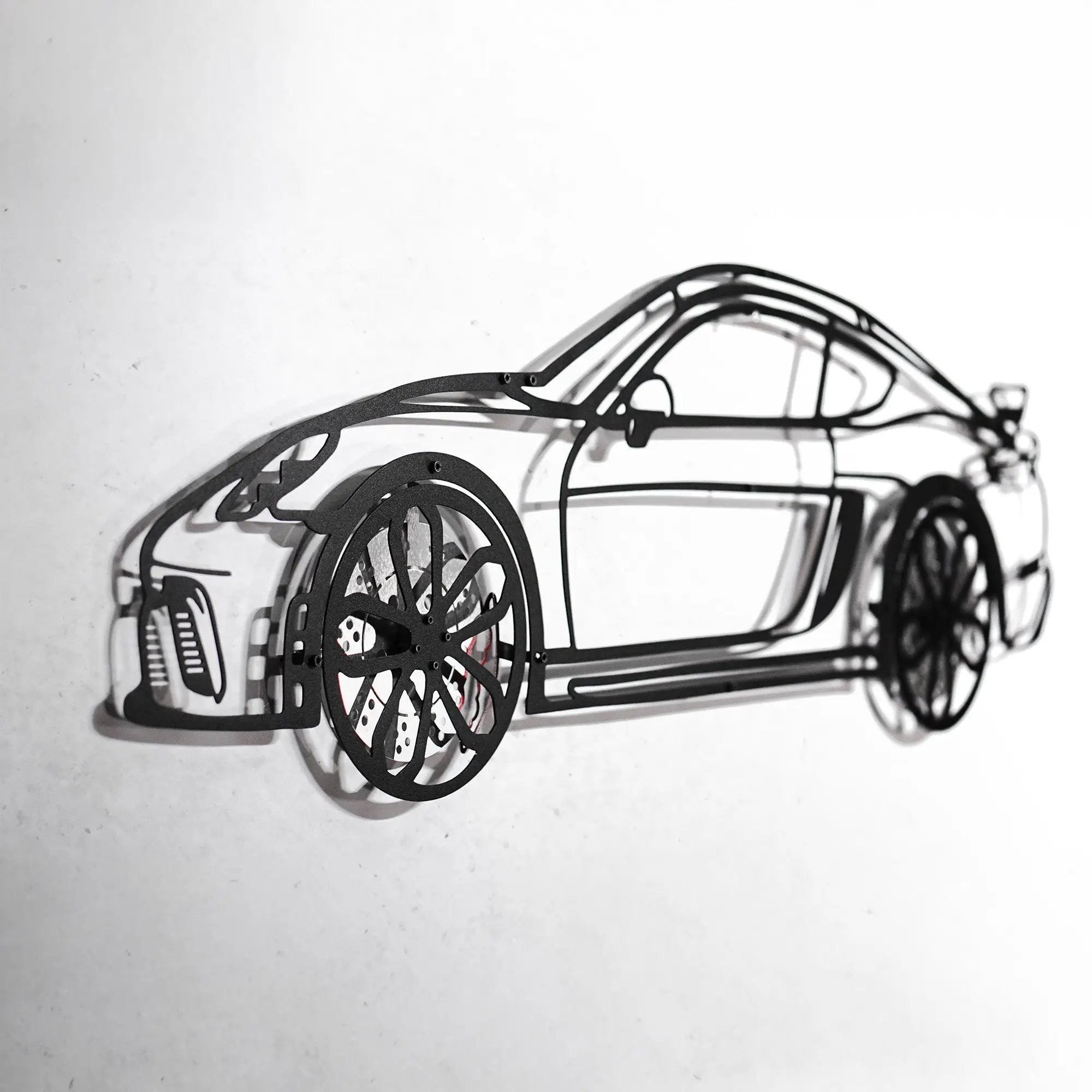 2020 Porsche Cayman GT4 Wall Art – Steel Silhouette with Spinning Wheels-KAFMEKA007 by Enova Art
