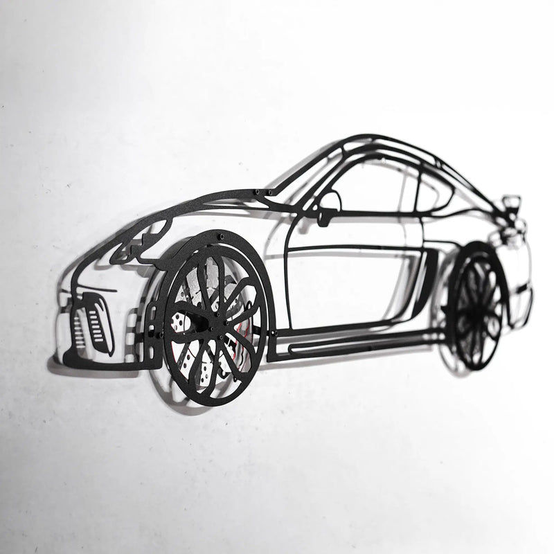 2020 Porsche Cayman GT4 Wall Art – Steel Silhouette with Spinning Wheels-KAFMEKA007 by Enova Art