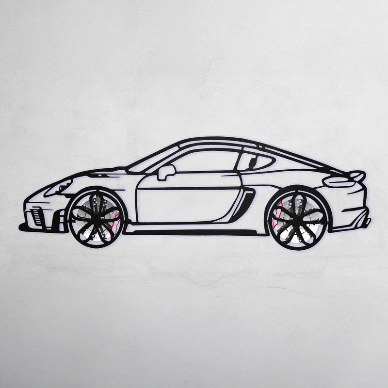 2022 Porsche Cayman 718 GT4 Wall Art – Steel Cut with Spinning Wheels-KAFMEKA008 by Enova Art