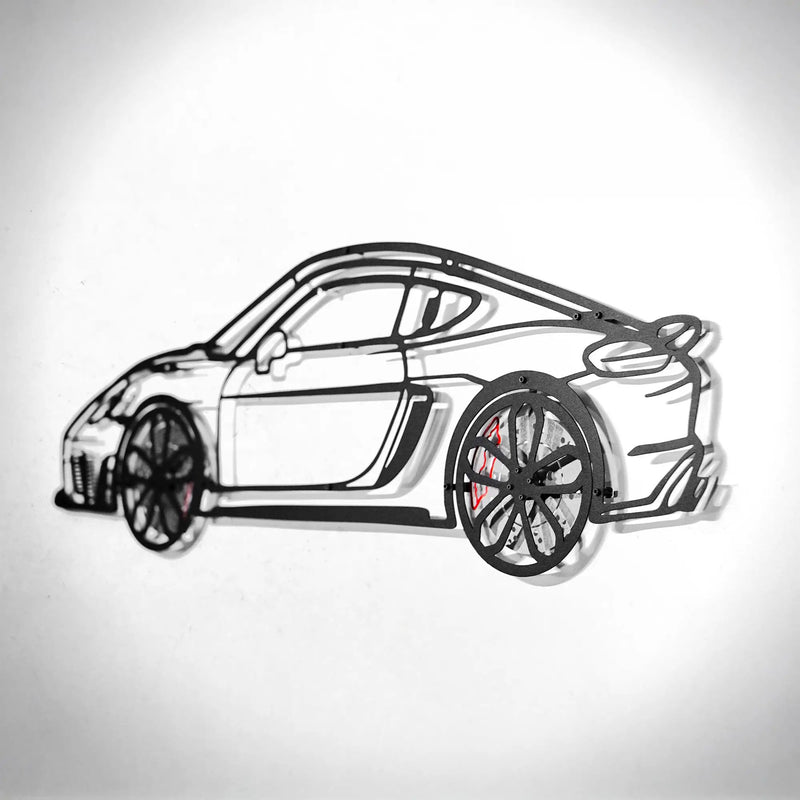 2022 Porsche Cayman 718 GT4 Wall Art – Steel Cut with Spinning Wheels-KAFMEKA008 by Enova Art