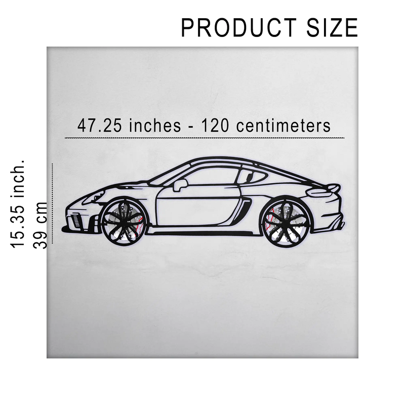 2022 Porsche Cayman 718 GT4 Wall Art – Steel Cut with Spinning Wheels-KAFMEKA008 by Enova Art