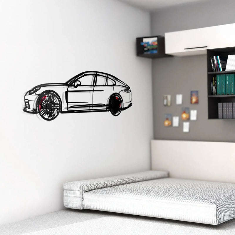 2022 Porsche Panamera 4S Wall Art – Steel Silhouette with Spinning Wheels-KAFMEKA009 by Enova Art