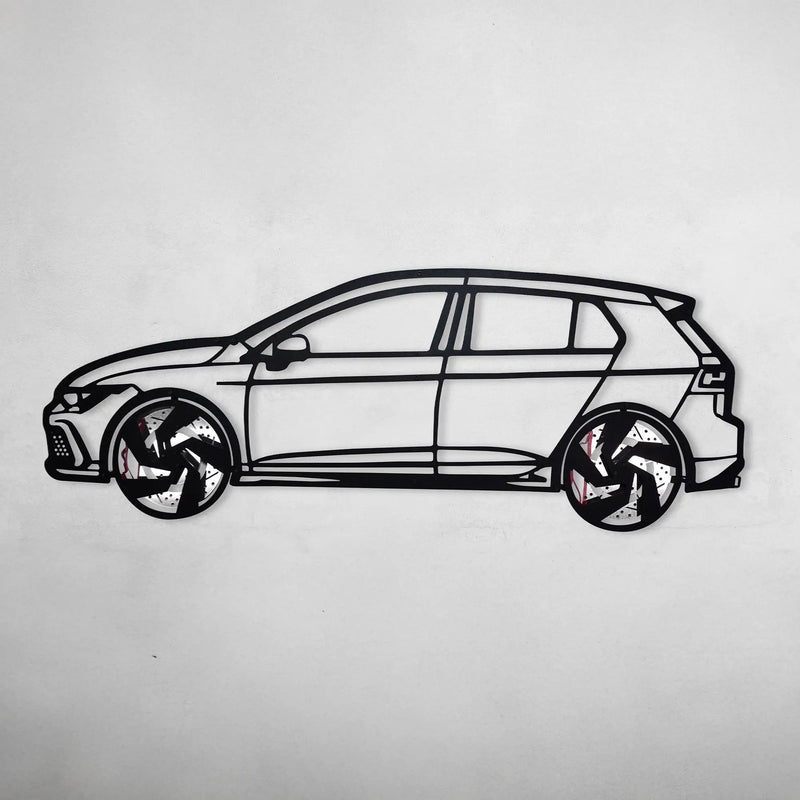 2022 Volkswagen Golf GTI Wall Art – Steel Silhouette with Spinning Wheels-KAFMEKA010 by Enova Art