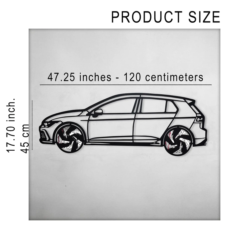 2022 Volkswagen Golf GTI Wall Art – Steel Silhouette with Spinning Wheels-KAFMEKA010 by Enova Art