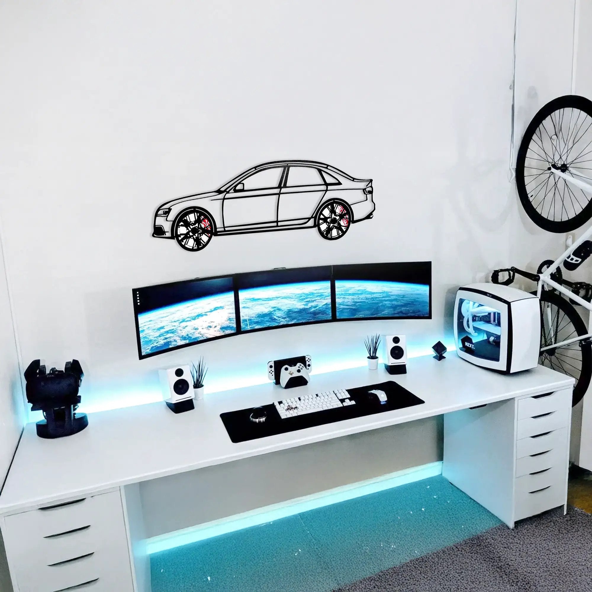 Audi S4 Wall Art – Steel Silhouette with Spinning Wheels -KAFMEKA011 by Enova Art