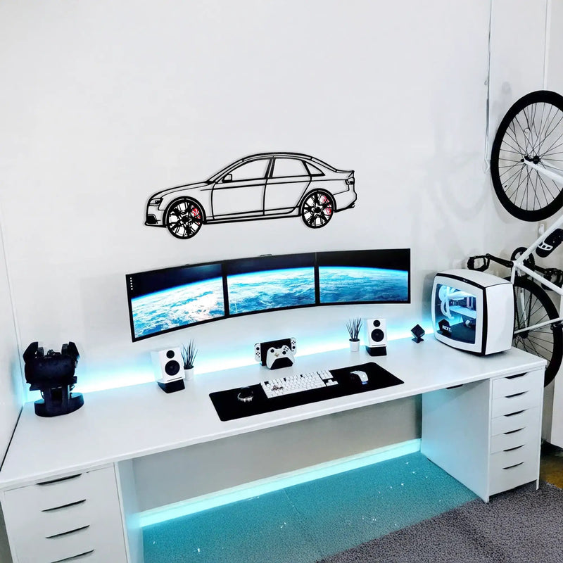 Audi S4 Wall Art – Steel Silhouette with Spinning Wheels -KAFMEKA011 by Enova Art