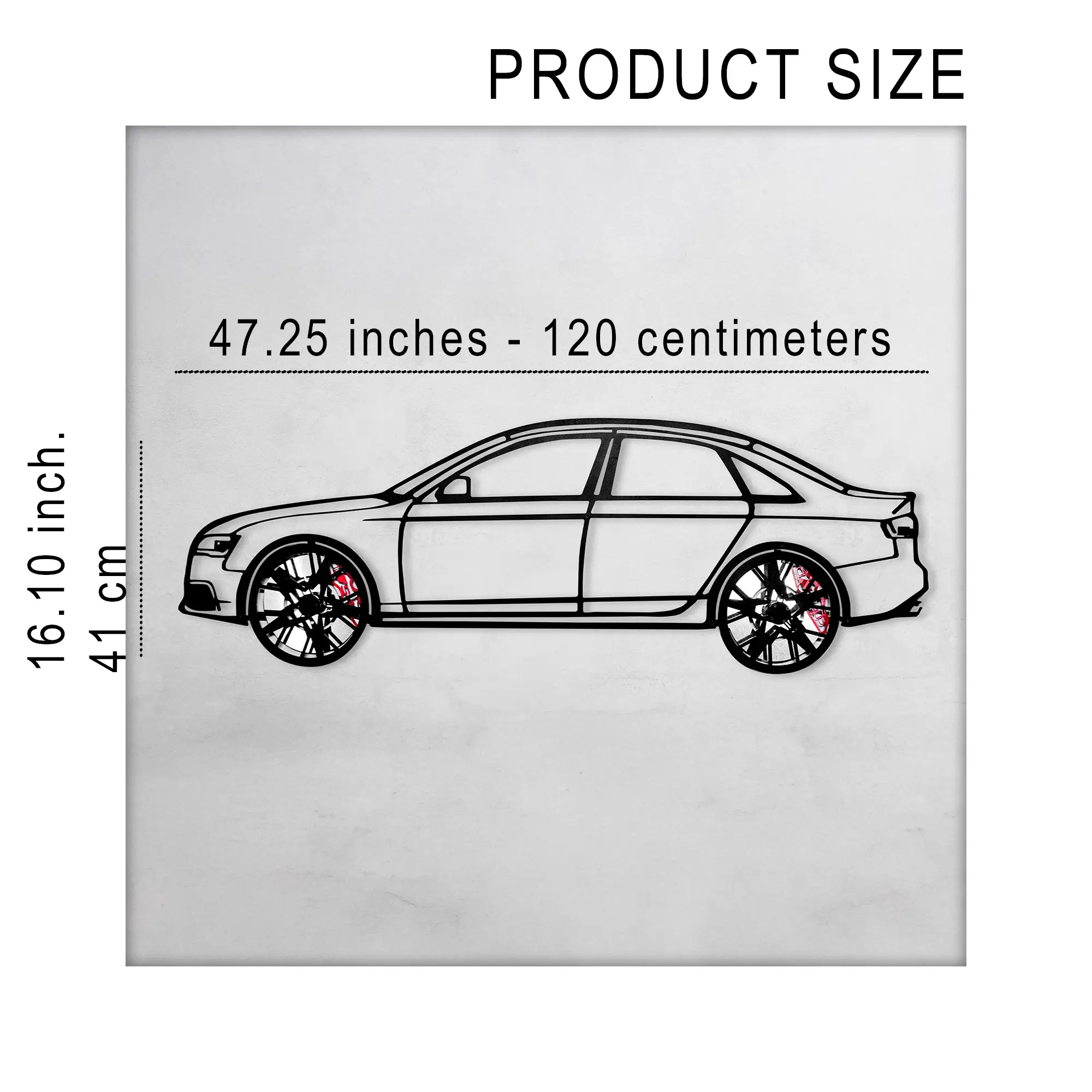 Audi S4 Wall Art – Steel Silhouette with Spinning Wheels -KAFMEKA011 by Enova Art