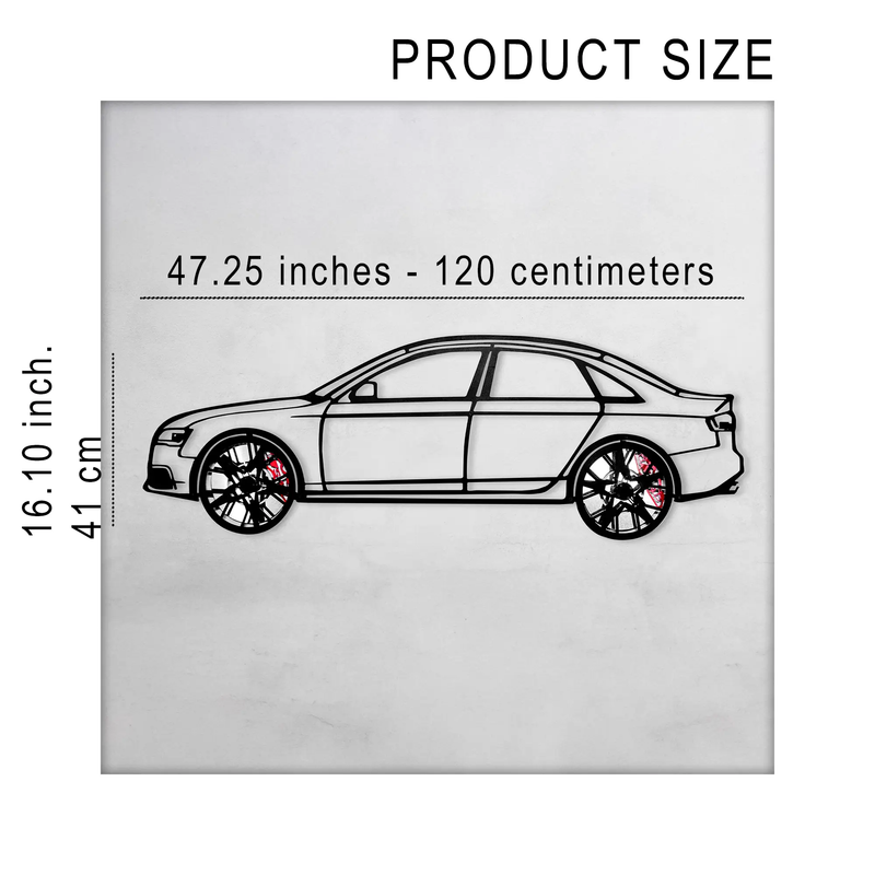 Audi S4 Wall Art – Steel Silhouette with Spinning Wheels -KAFMEKA011 by Enova Art