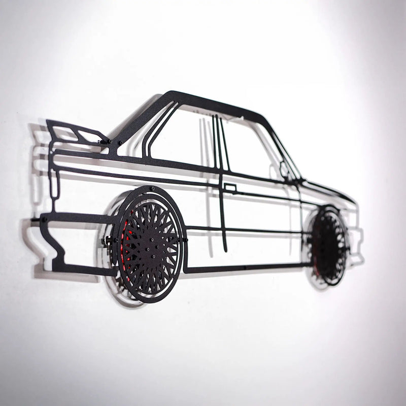 BMW E30 M3 Wall Art – Classic Steel Silhouette with Spinning Wheels -KAFMEKA013 by Enova Art