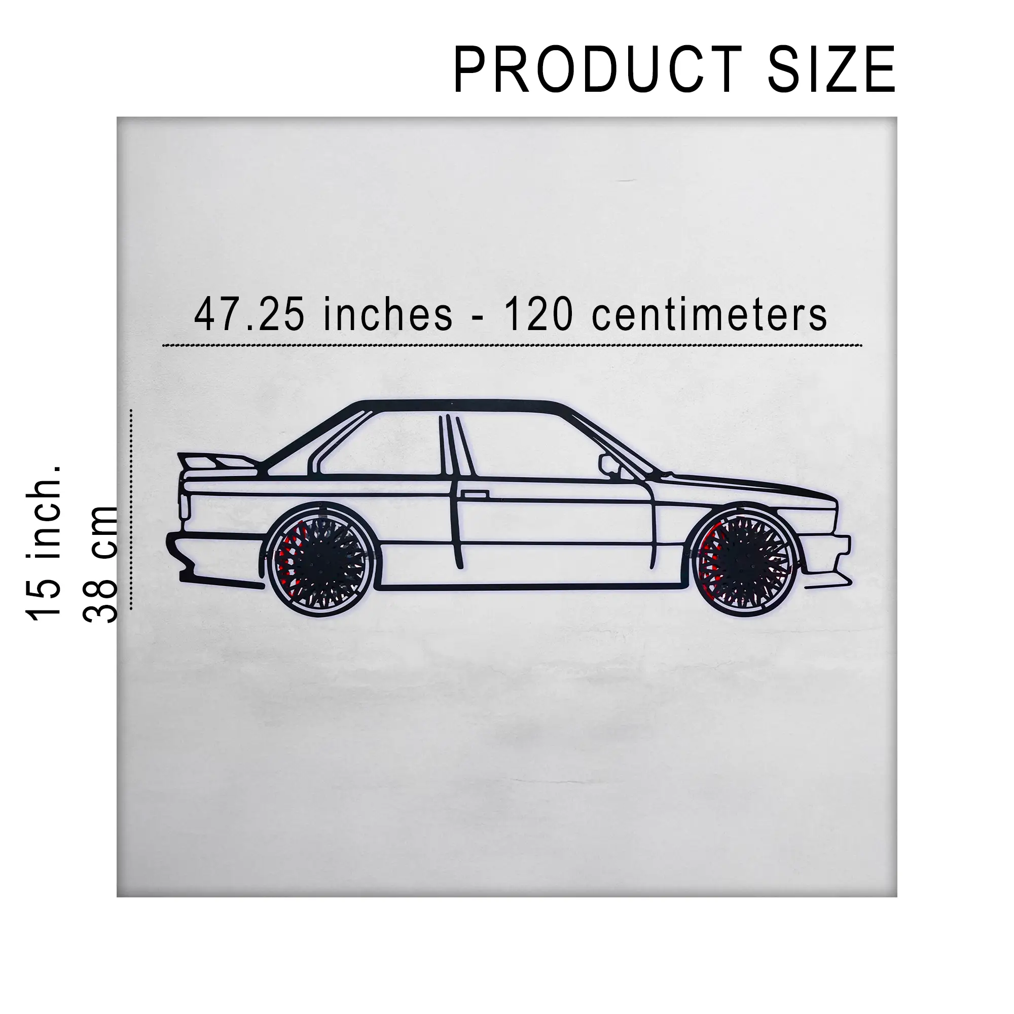 BMW E30 M3 Wall Art – Classic Steel Silhouette with Spinning Wheels -KAFMEKA013 by Enova Art