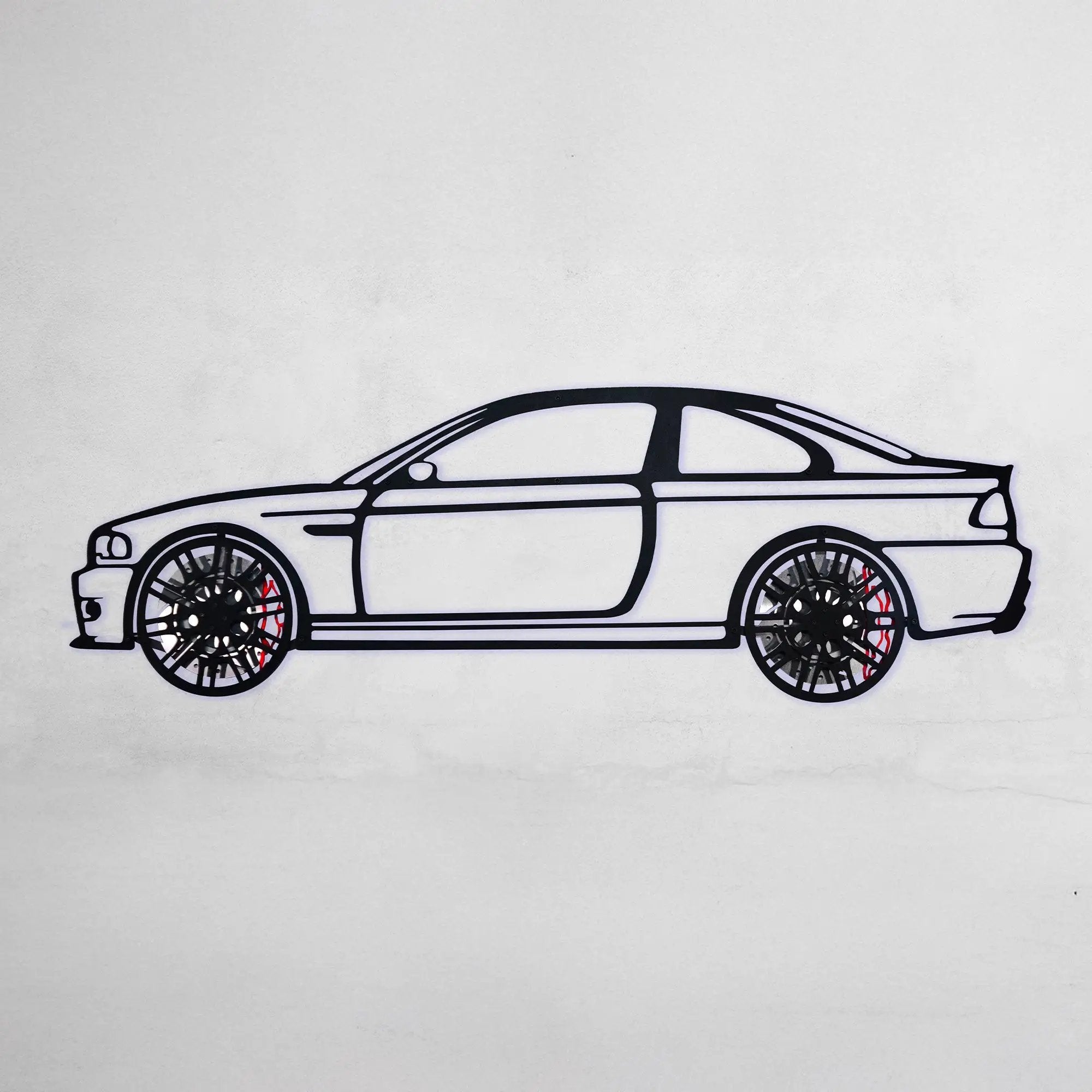BMW E46 M3 Wall Art – Steel Silhouette with Spinning Wheels-KAFMEKA016 by Enova Art
