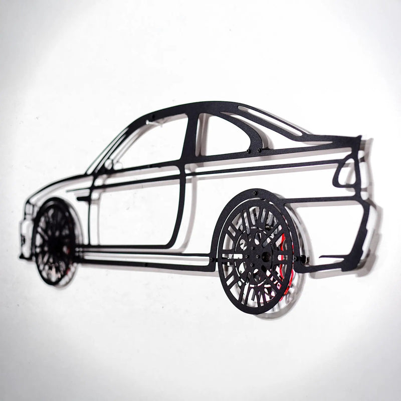 BMW E46 M3 Wall Art – Steel Silhouette with Spinning Wheels-KAFMEKA016 by Enova Art