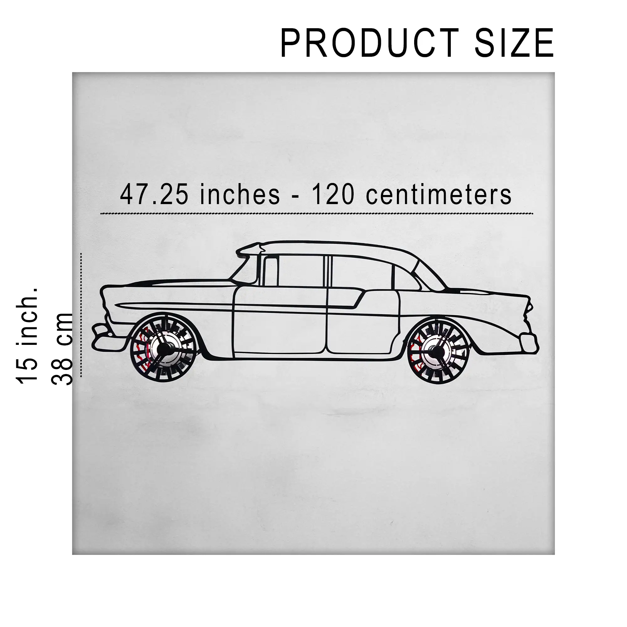 1956 Chevrolet Bel Air Wall Art – Classic Steel Silhouette with Spinning Wheels-KAFMEKA020 by Enova Art
