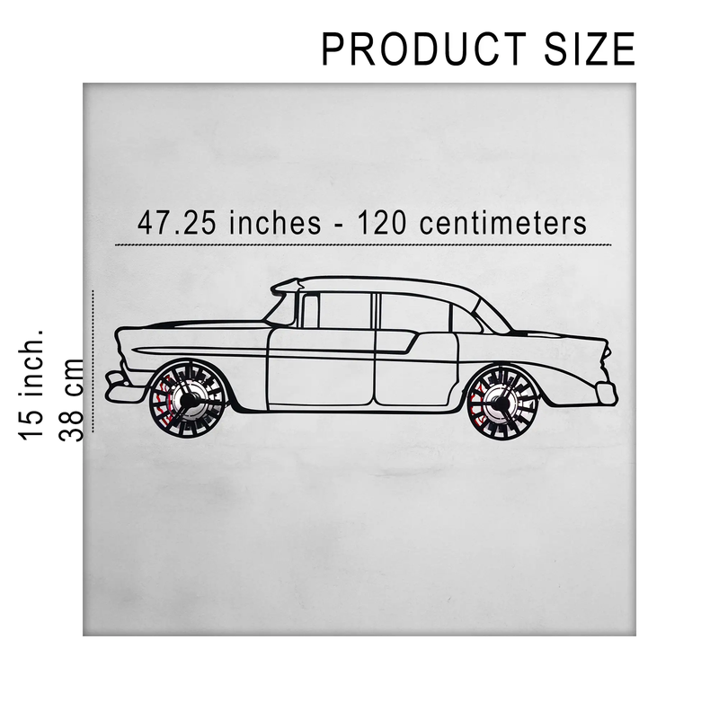 1956 Chevrolet Bel Air Wall Art – Classic Steel Silhouette with Spinning Wheels-KAFMEKA020 by Enova Art