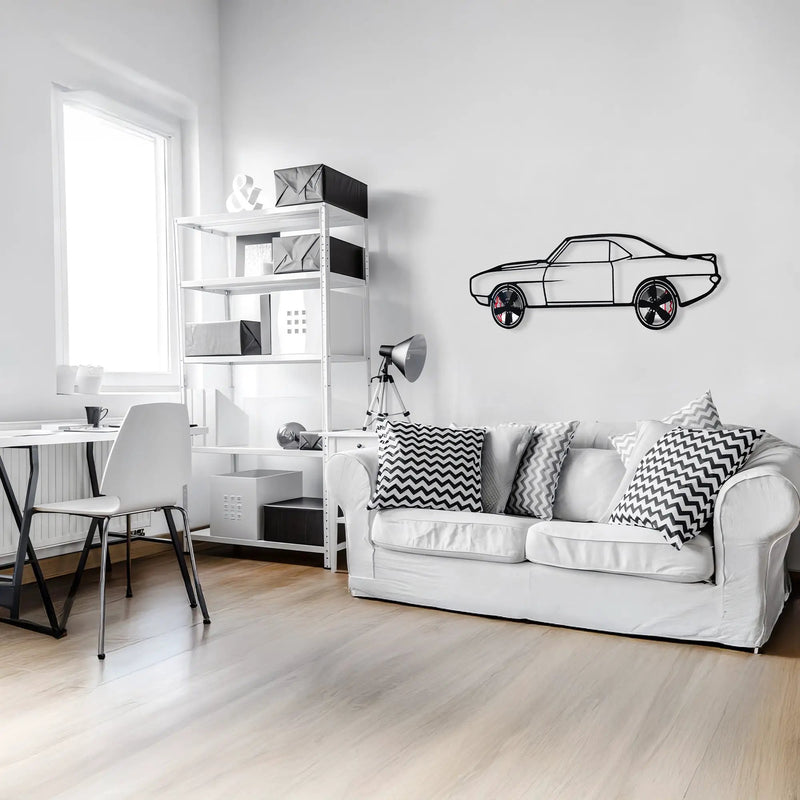 1969 Chevrolet Camaro Wall Art – Classic Steel Silhouette with Spinning Wheels-KAFMEKA021 by Enova Art