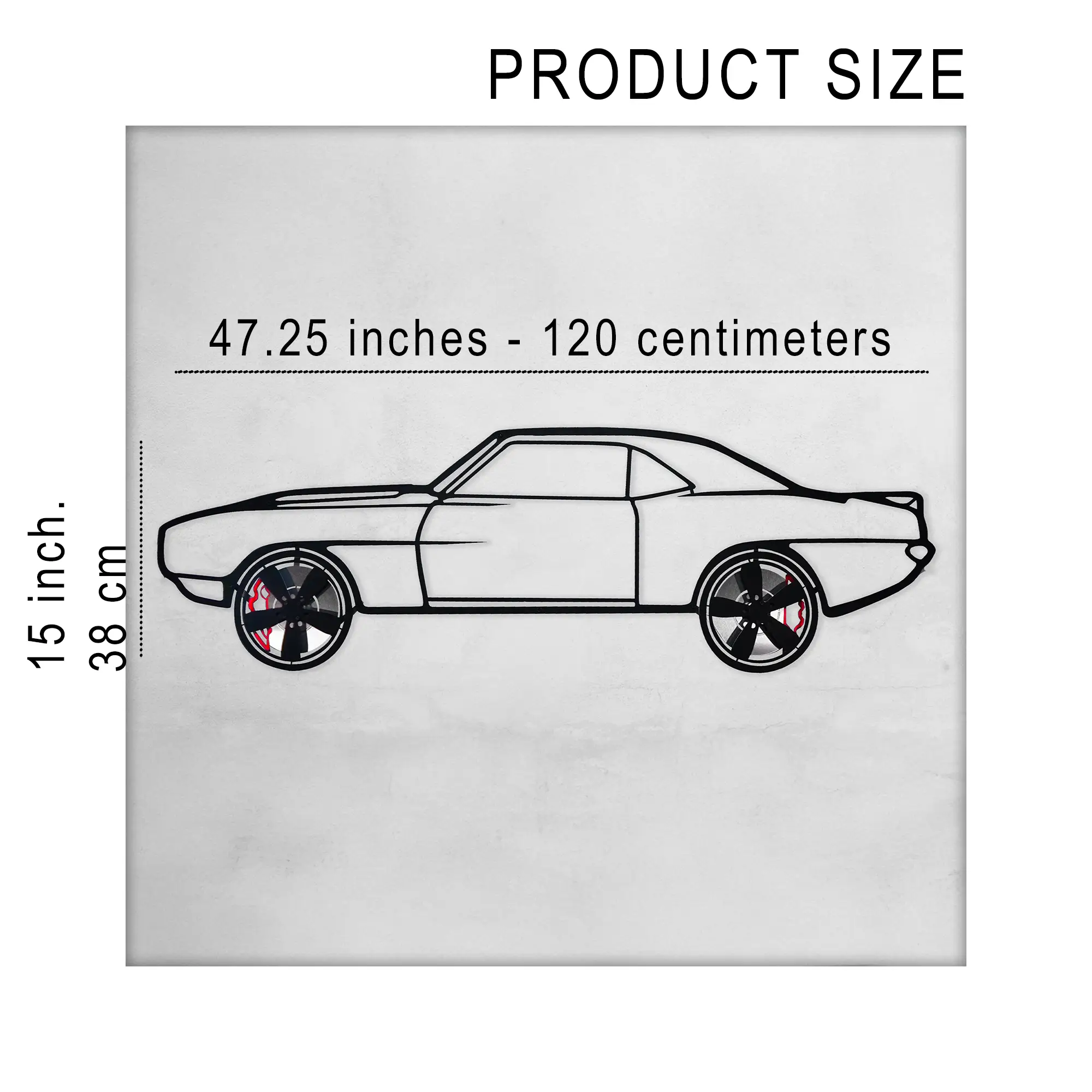 1969 Chevrolet Camaro Wall Art – Classic Steel Silhouette with Spinning Wheels-KAFMEKA021 by Enova Art