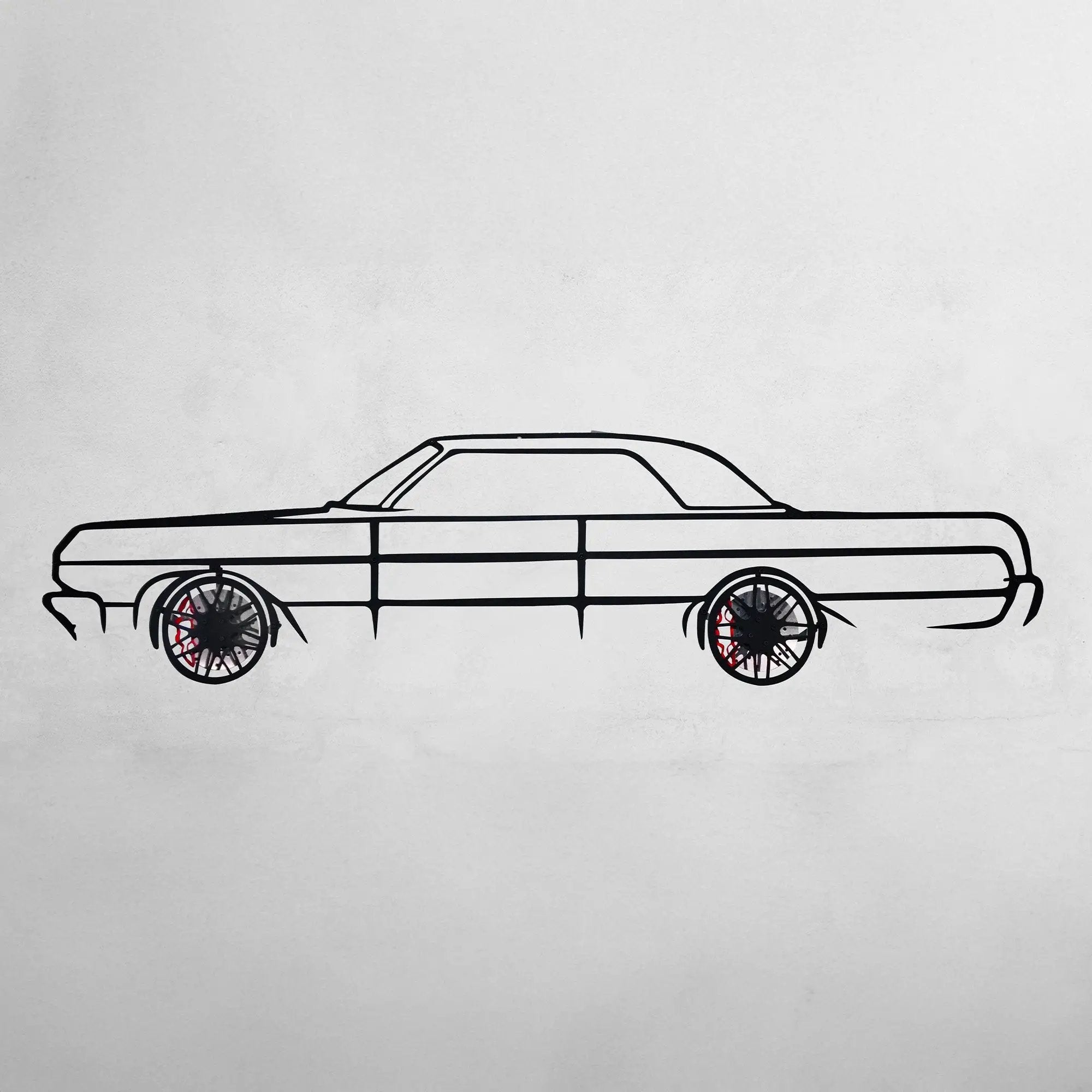 1964 Chevrolet Impala Wall Art – Classic Steel Silhouette with Spinning Wheels-KAFMEKA022 by Enova Art