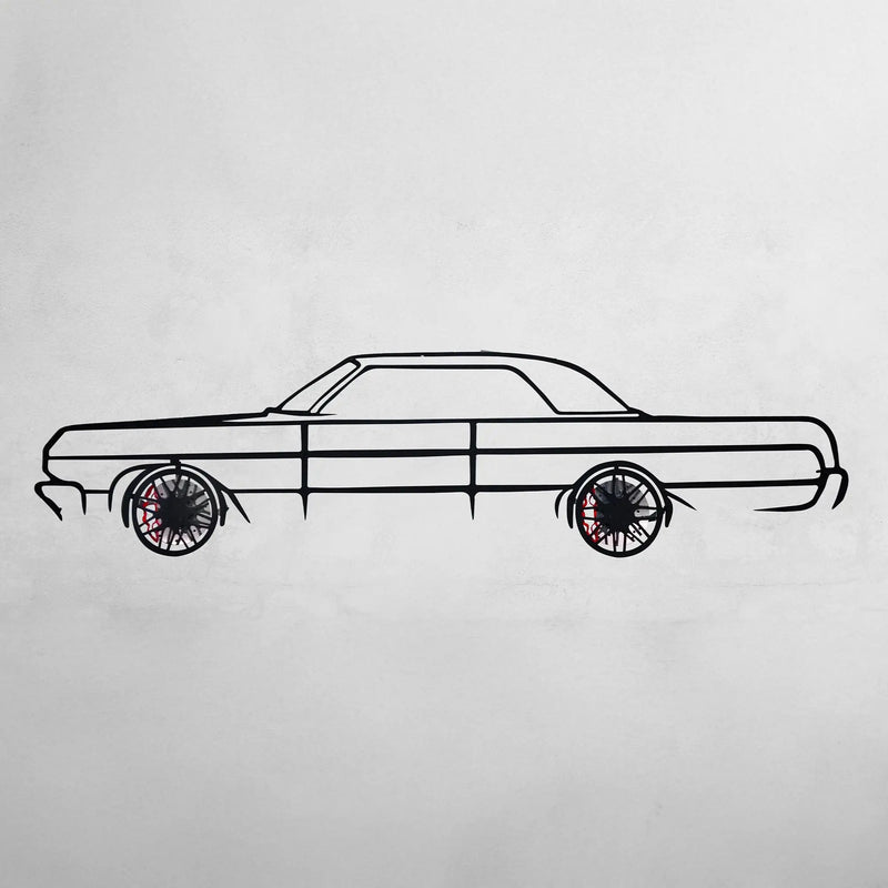 1964 Chevrolet Impala Wall Art – Classic Steel Silhouette with Spinning Wheels-KAFMEKA022 by Enova Art