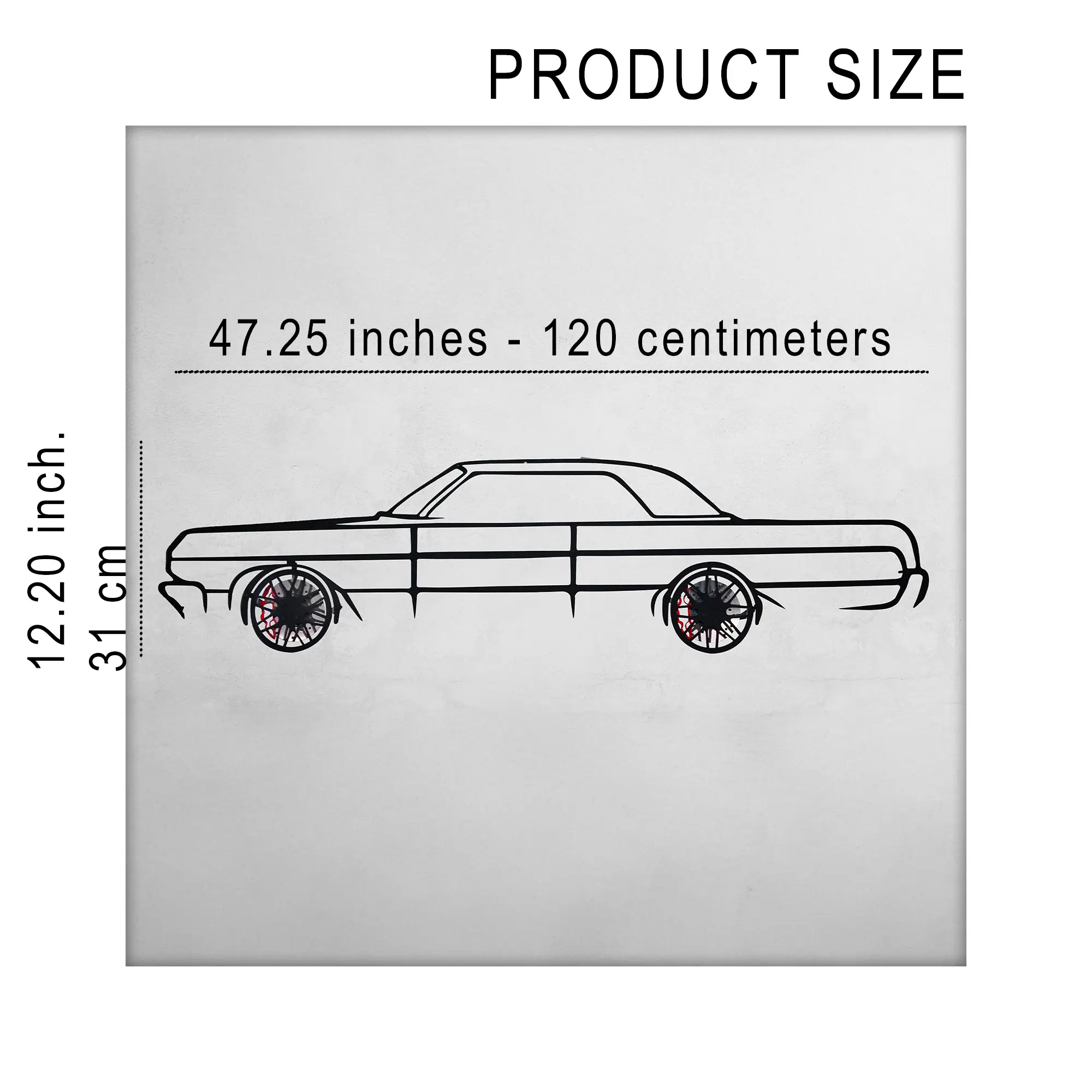 1964 Chevrolet Impala Wall Art – Classic Steel Silhouette with Spinning Wheels-KAFMEKA022 by Enova Art