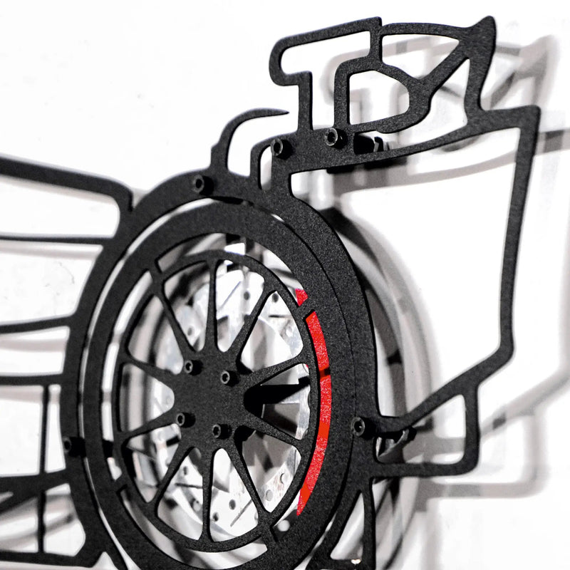 Formula 1 Wall Art – Steel Silhouette Racing Car with Spinning Wheels-KAFMEKA023 by Enova Art
