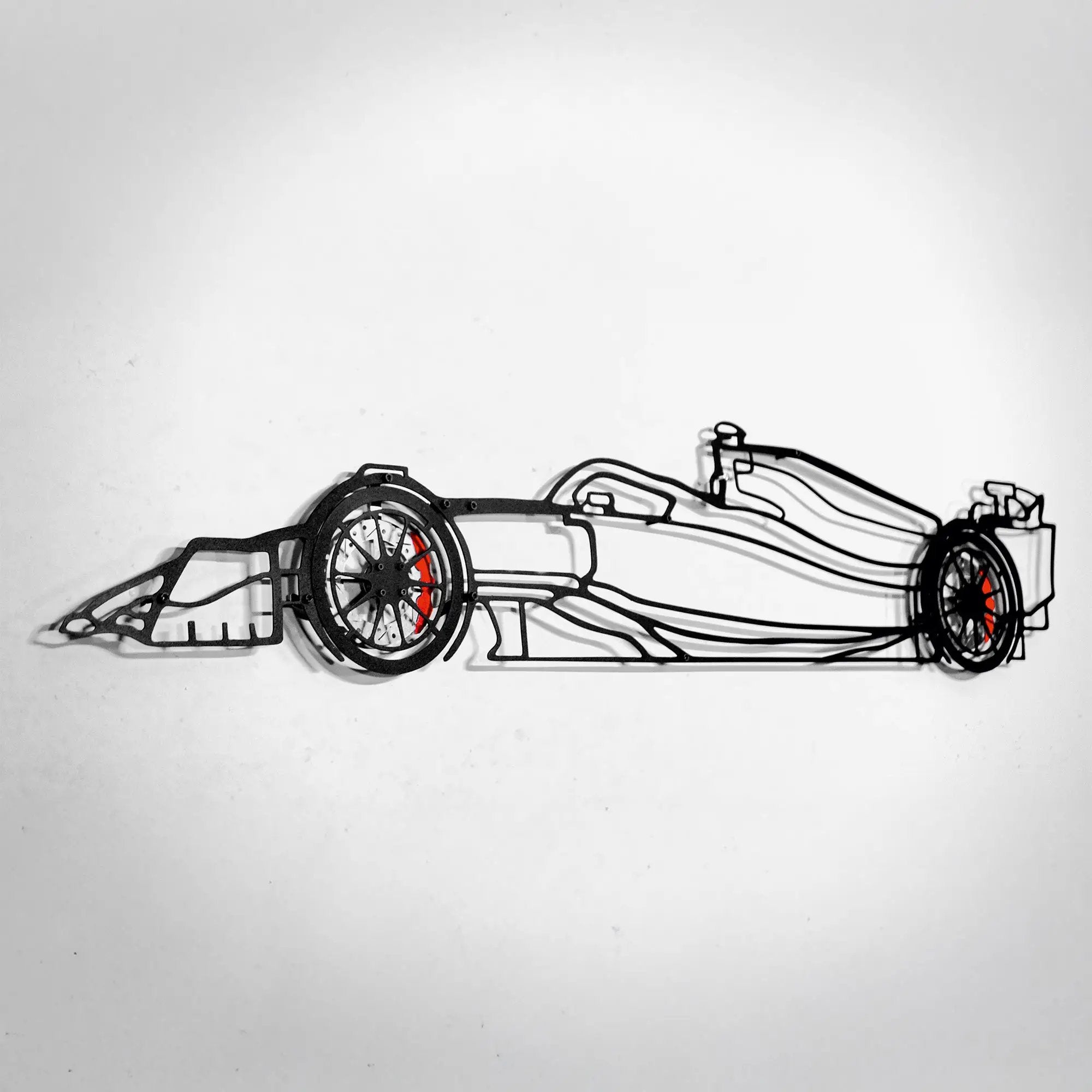 Formula 1 Wall Art – Steel Silhouette Racing Car with Spinning Wheels-KAFMEKA023 by Enova Art