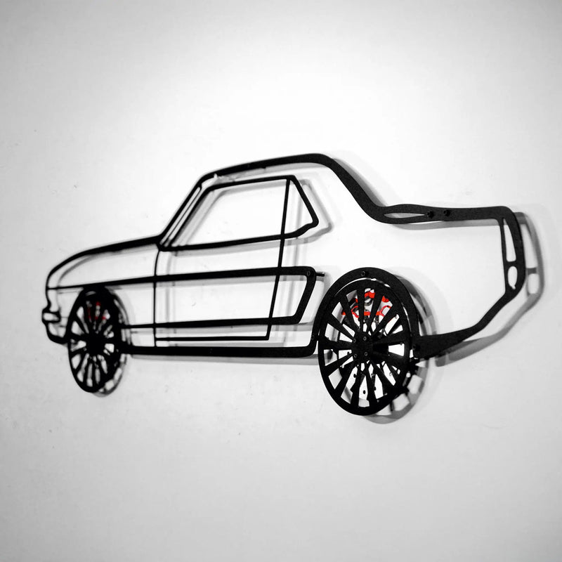 1964 Ford Mustang Wall Art – Classic Steel Silhouette with Spinning Wheels-KAFMEKA025 by Enova Art