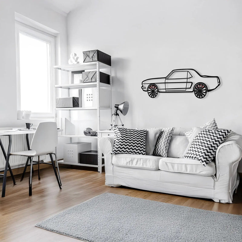 1964 Ford Mustang Wall Art – Classic Steel Silhouette with Spinning Wheels-KAFMEKA025 by Enova Art