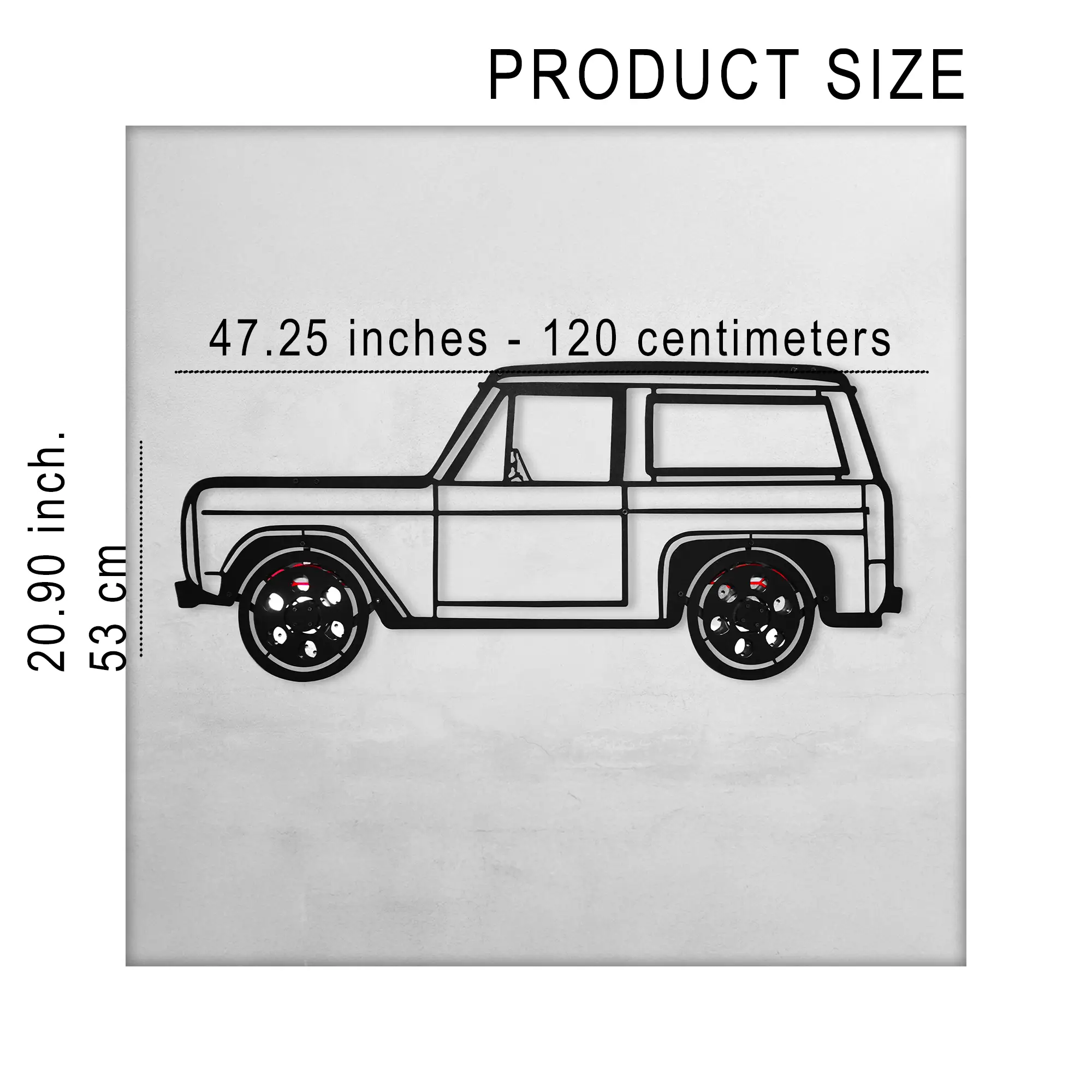 1972 Ford Bronco Wall Art – Classic 4x4 Steel Silhouette with Spinning Wheels-KAFMEKA026 by Enova Art