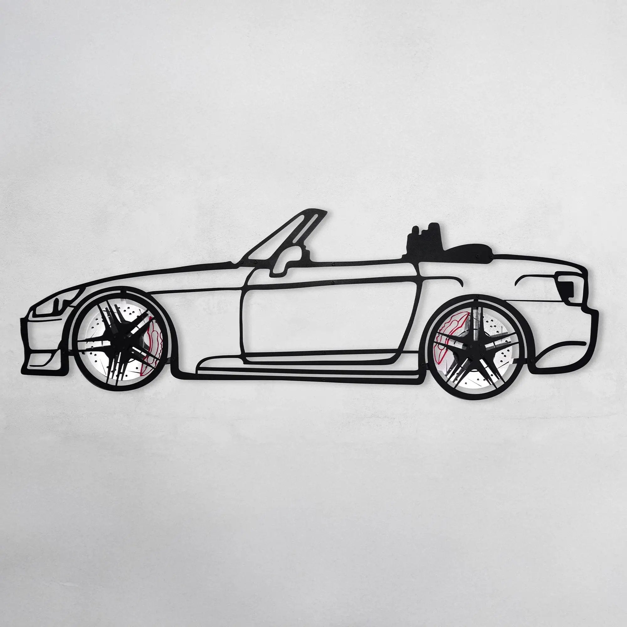 Honda S2000 Wall Art – JDM Steel Silhouette with Spinning Wheels-KAFMEKA029 by Enova Art