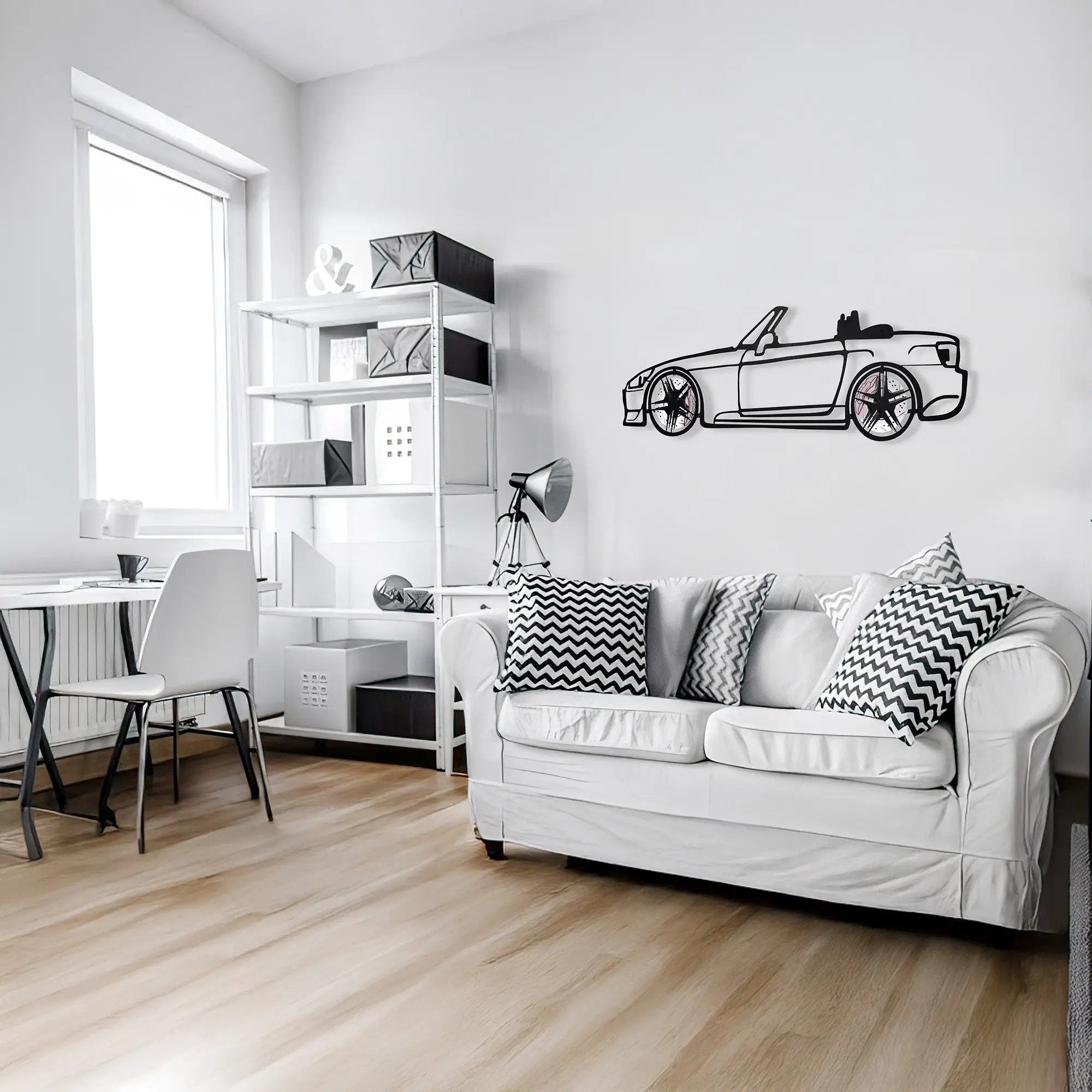 Honda S2000 Wall Art – JDM Steel Silhouette with Spinning Wheels-KAFMEKA029 by Enova Art