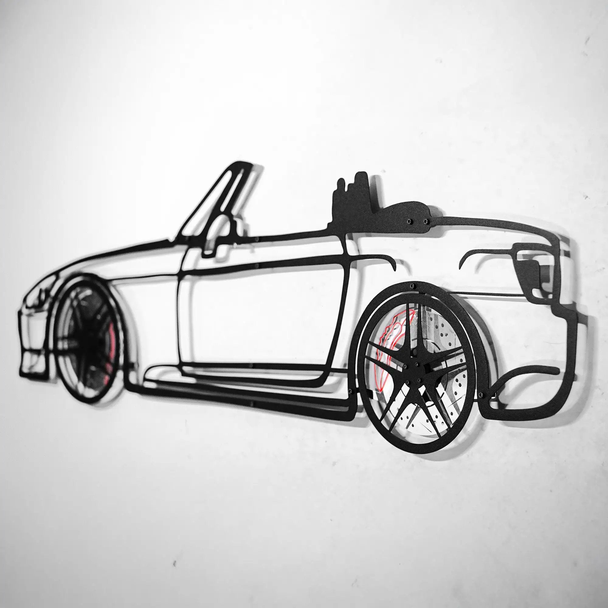 Honda S2000 Wall Art – JDM Steel Silhouette with Spinning Wheels-KAFMEKA029 by Enova Art