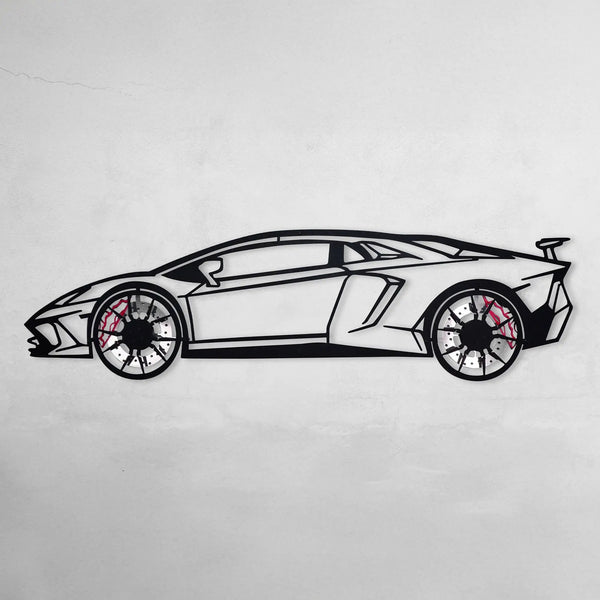 Lamborghini Wall Art – Exotic Supercar Steel Silhouette with Spinning Wheels-KAFMEKA030