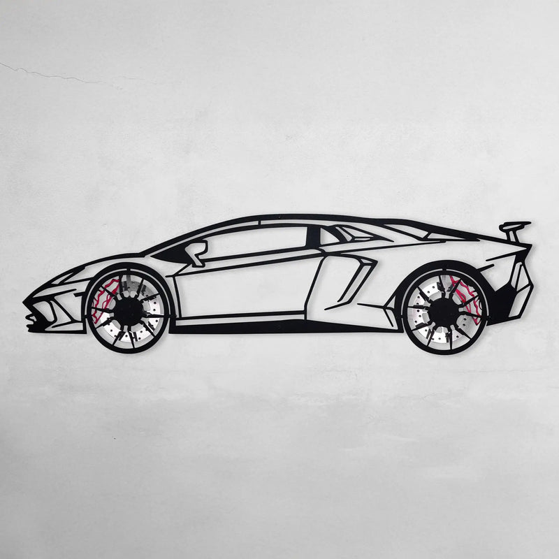 Lamborghini Wall Art – Exotic Supercar Steel Silhouette with Spinning Wheels-KAFMEKA030 by Enova Art