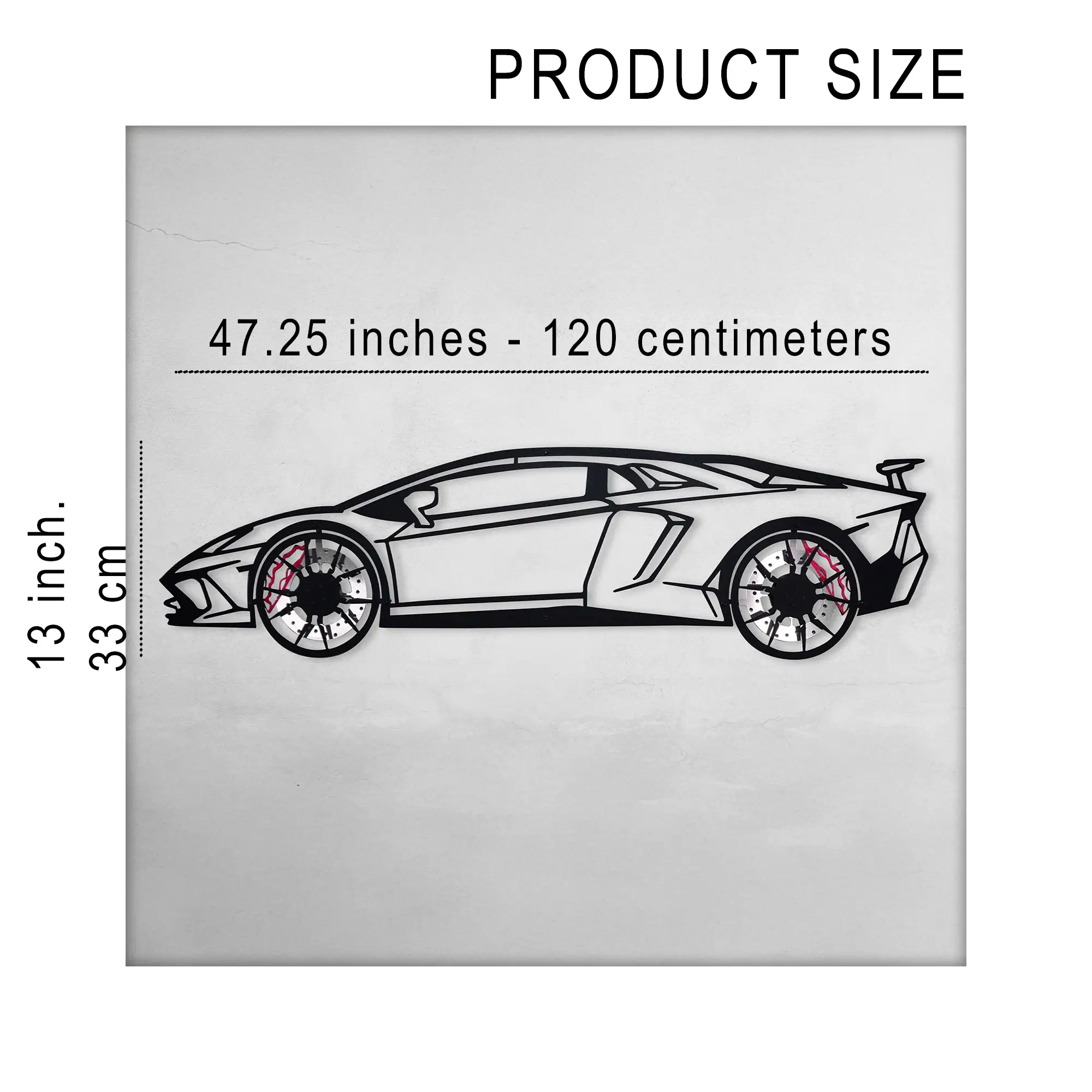 Lamborghini Wall Art – Exotic Supercar Steel Silhouette with Spinning Wheels-KAFMEKA030 by Enova Art