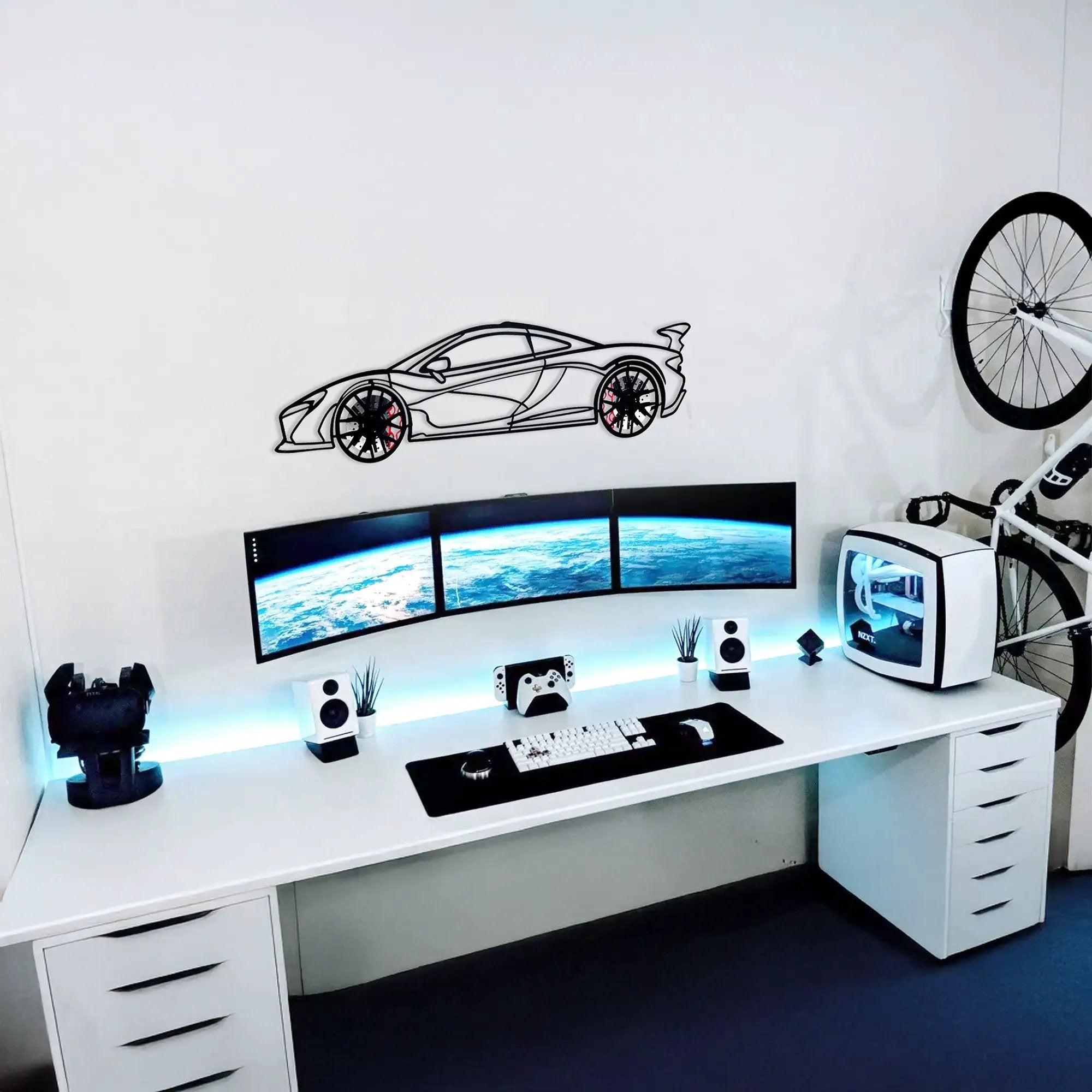 McLaren Wall Art – Exotic Supercar Steel Silhouette with Spinning Wheels-KAFMEKA031 by Enova Art