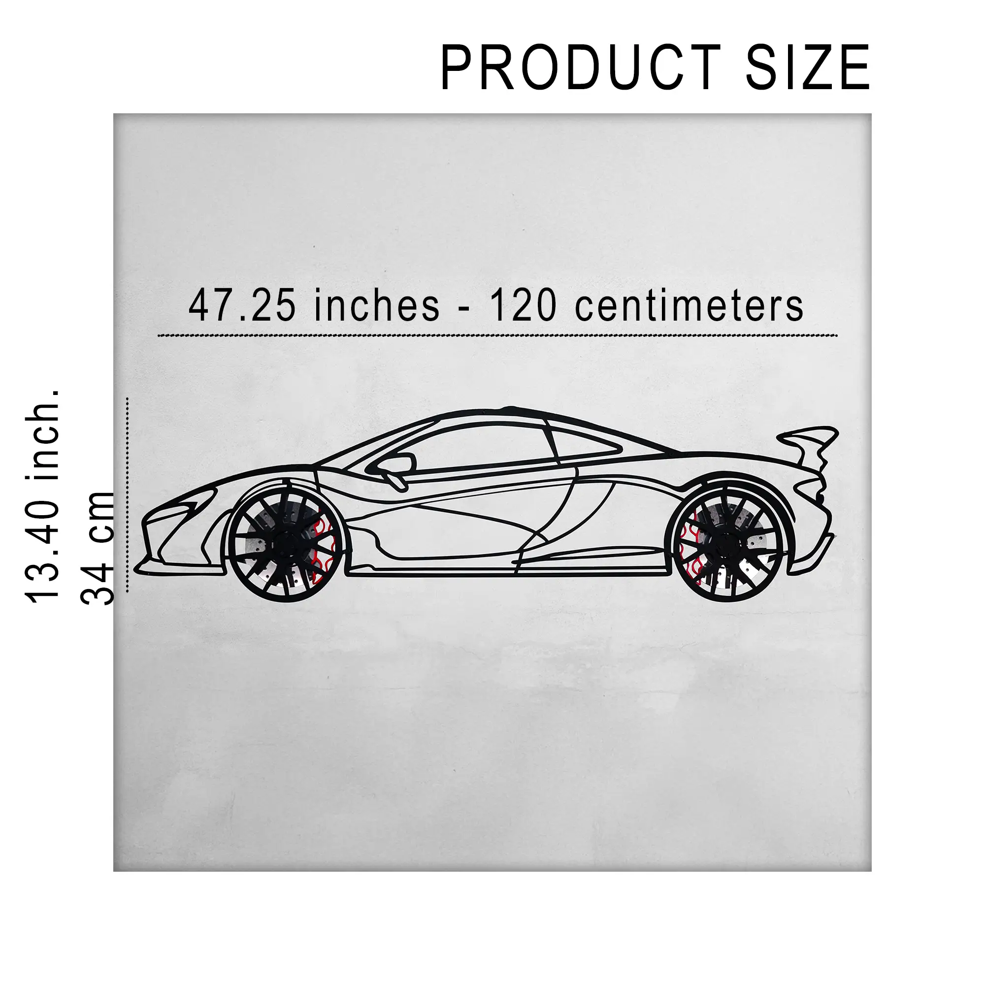 McLaren Wall Art – Exotic Supercar Steel Silhouette with Spinning Wheels-KAFMEKA031 by Enova Art