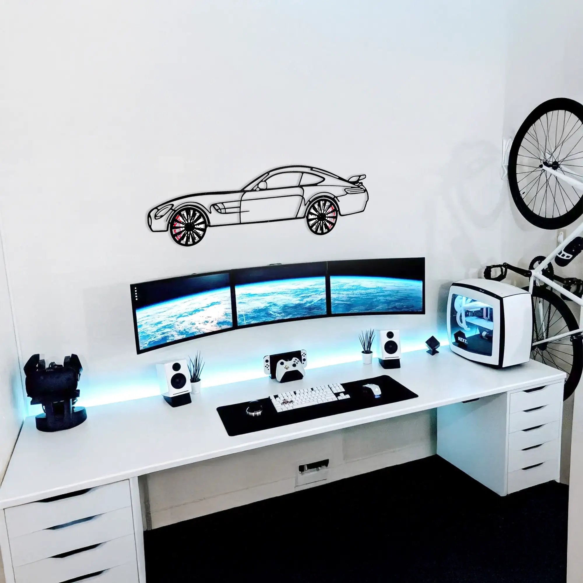 Mercedes-AMG GT R Wall Art – Steel Silhouette with Spinning Wheels-KAFMEKA033 by Enova Art