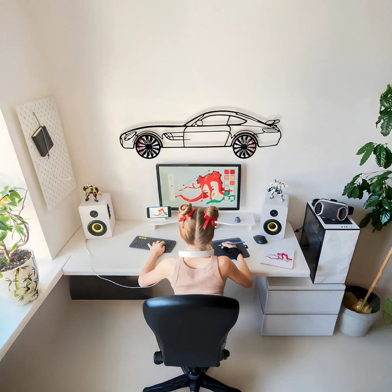 Mercedes-AMG GT R Wall Art – Steel Silhouette with Spinning Wheels-KAFMEKA033 by Enova Art