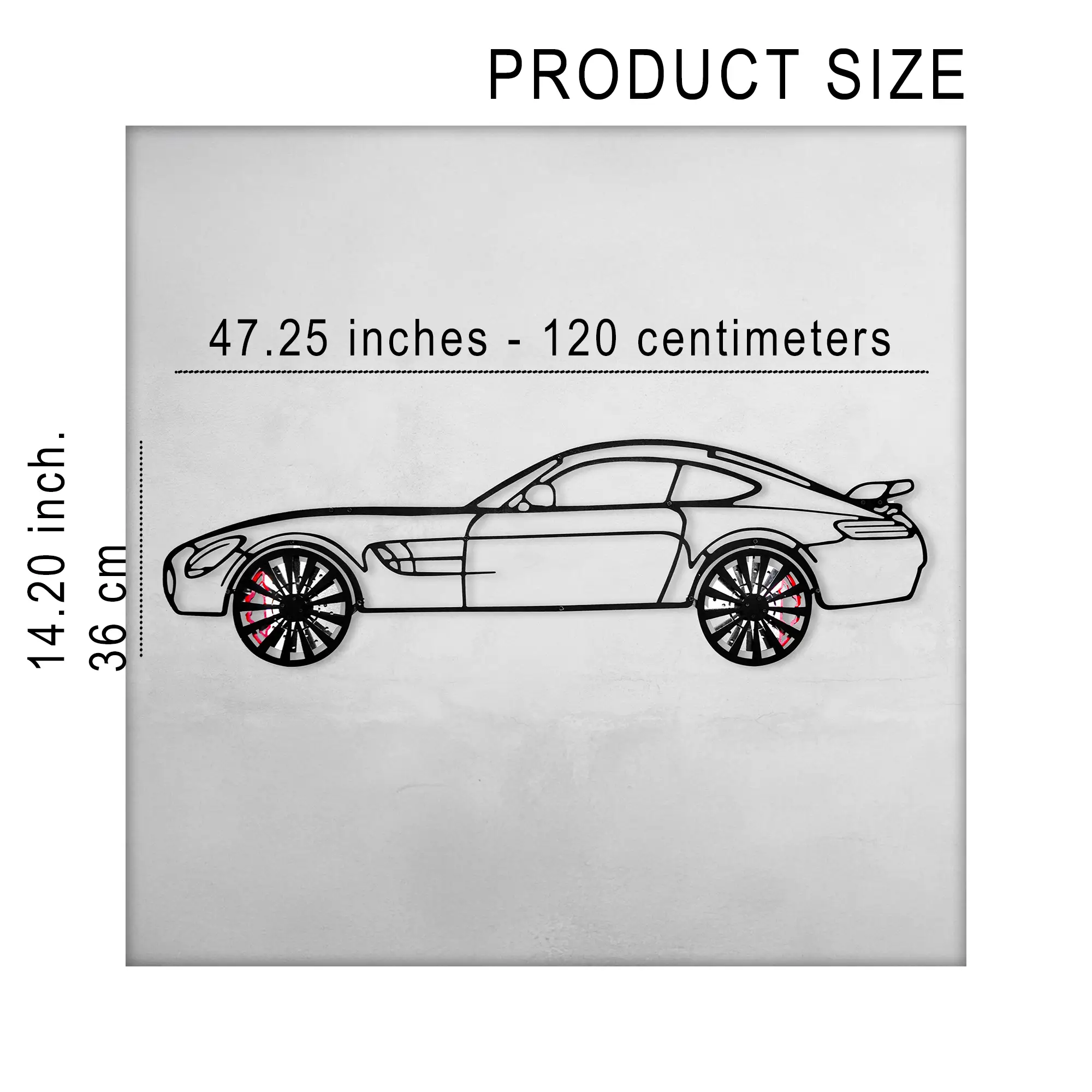 Mercedes-AMG GT R Wall Art – Steel Silhouette with Spinning Wheels-KAFMEKA033 by Enova Art