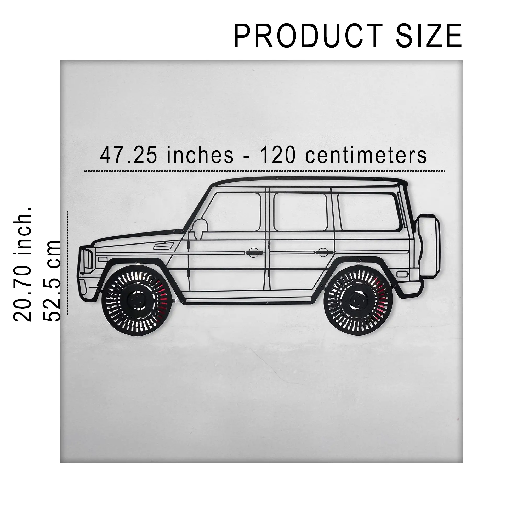 Mercedes G63 AMG Wall Art – Luxury 4x4 Steel Silhouette with Spinning Wheels-KAFMEKA034 by Enova Art