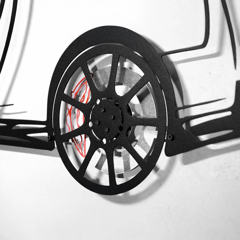 Nissan GT-R R35 Wall Art – JDM Steel Silhouette with Spinning Wheels-KAFMEKA036 by Enova Art