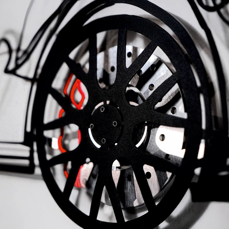 Porsche 911 GT Wall Art – Steel Silhouette with Spinning Wheels-KAFMEKA037 by Enova Art