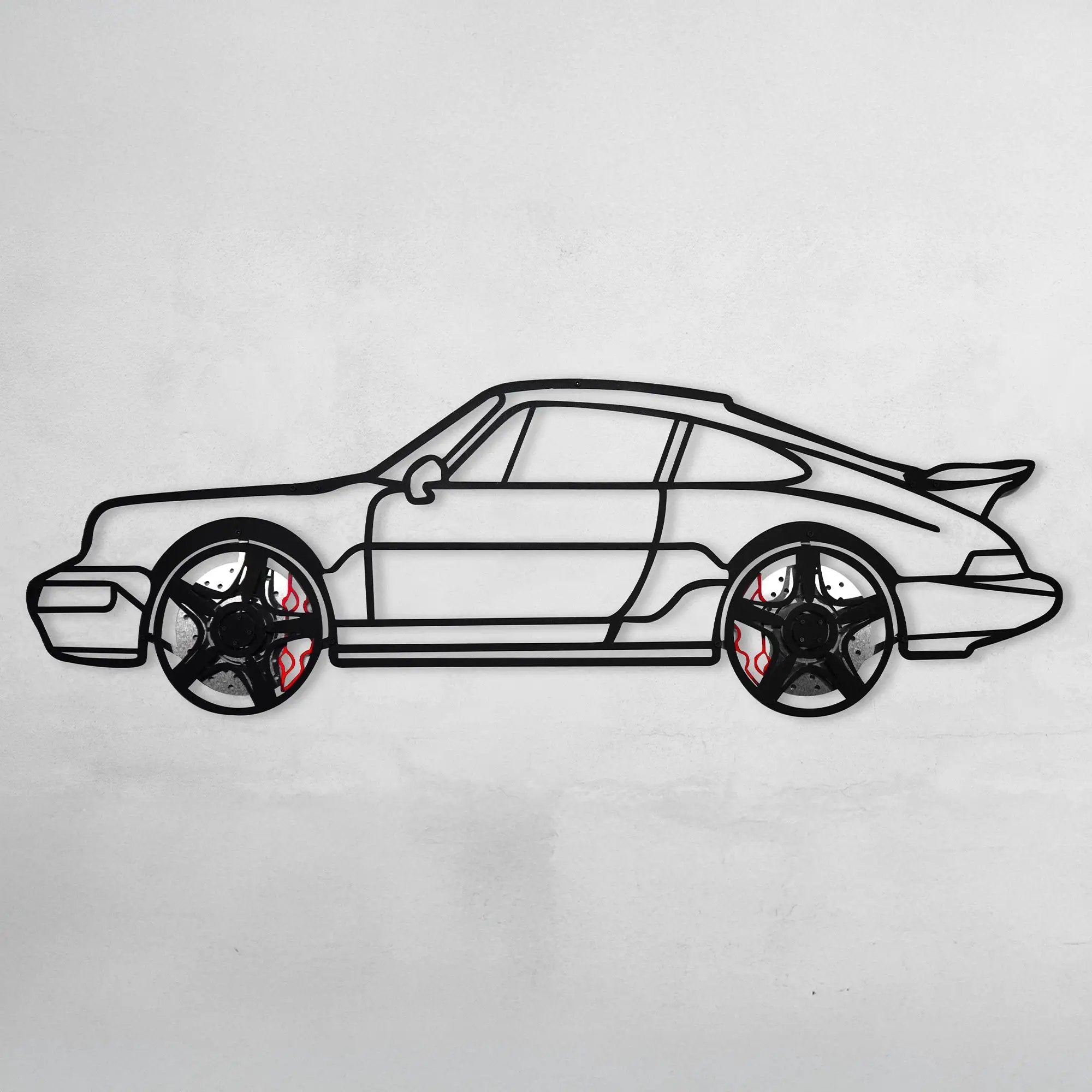 RD93 北欧ヴィンテージフレーム 24×18.5 モノクロイラスト入り Classic Porsche 911 Wall Art – Retro Steel Silhouette with