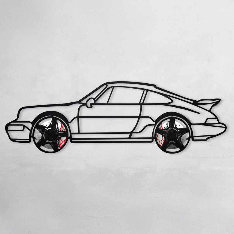 Classic Porsche 911 Wall Art – Retro Steel Silhouette with Spinning Wheels-KAFMEKA038 by Enova Art