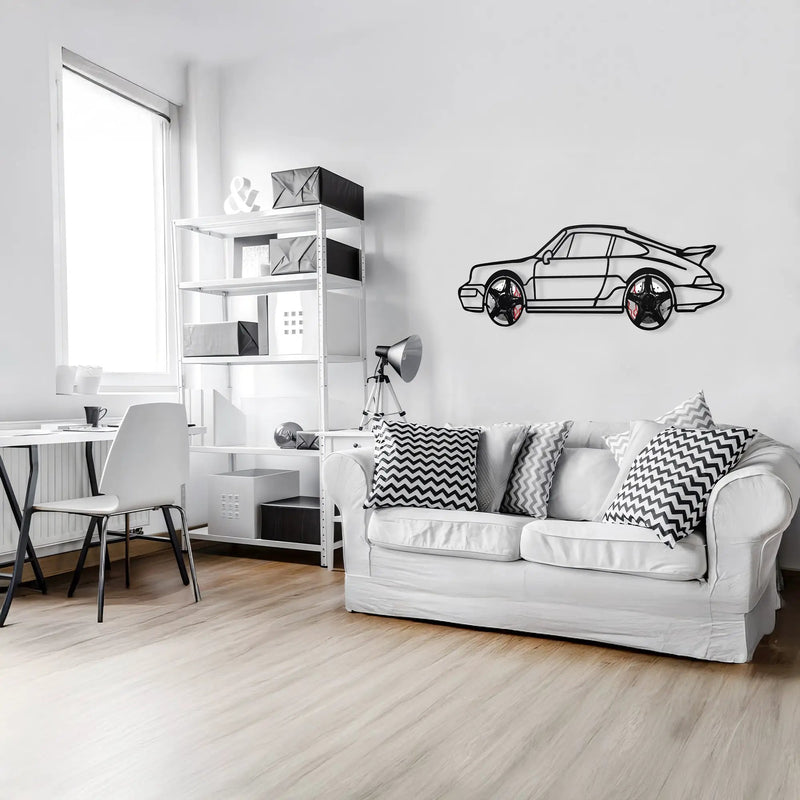 Classic Porsche 911 Wall Art – Retro Steel Silhouette with Spinning Wheels-KAFMEKA038 by Enova Art